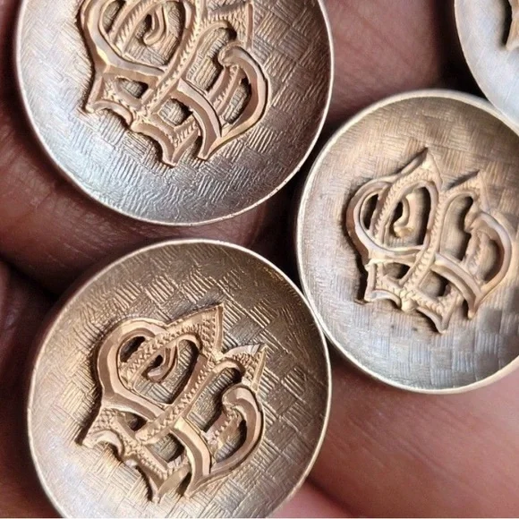 Estate! Sterling Silver & 10kt Gold Buttons - Picture 6 of 12